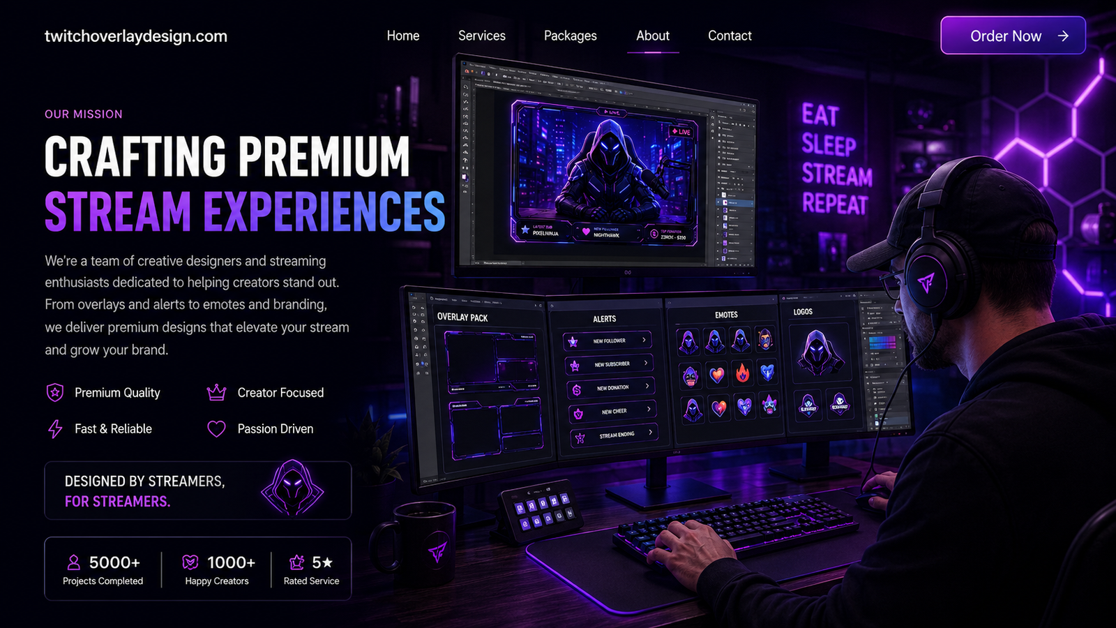 HD professional stream design studio workspace