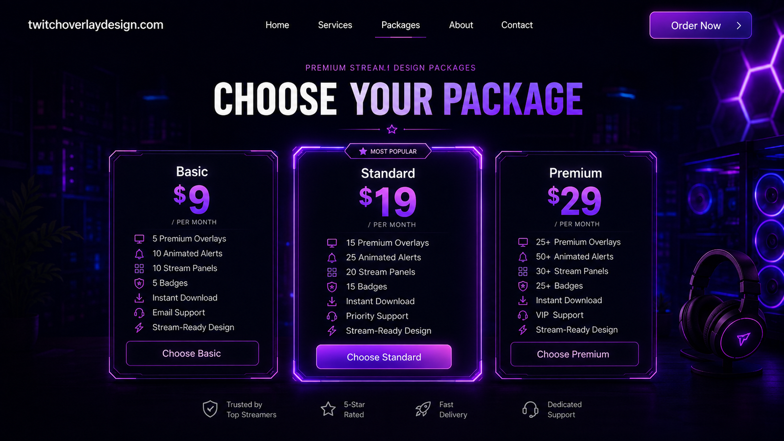 HD Twitch stream design packages showcase